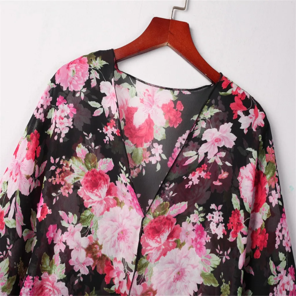 

The coolest tribal Womens Beachwear Women Open Cover Up Ladies Casual Flowers Print Short Sleeve Summer Tops Cardigan H1