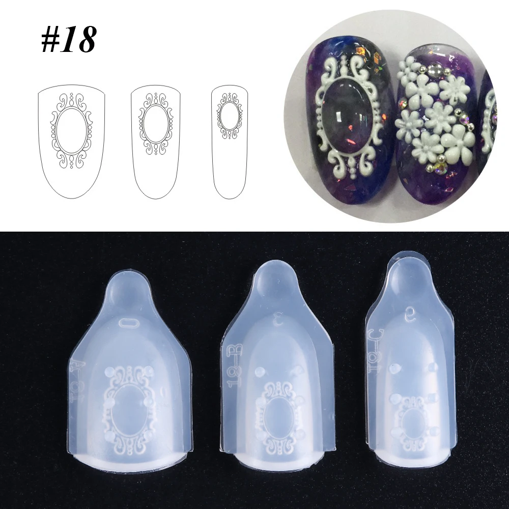 3D акриловая Форма для ногтей, прочная силиконовая форма для вырезания ногтей, штамповка для УФ-гелевых наконечников, форма для маникюра, инструмент для украшения ногтей TR1021