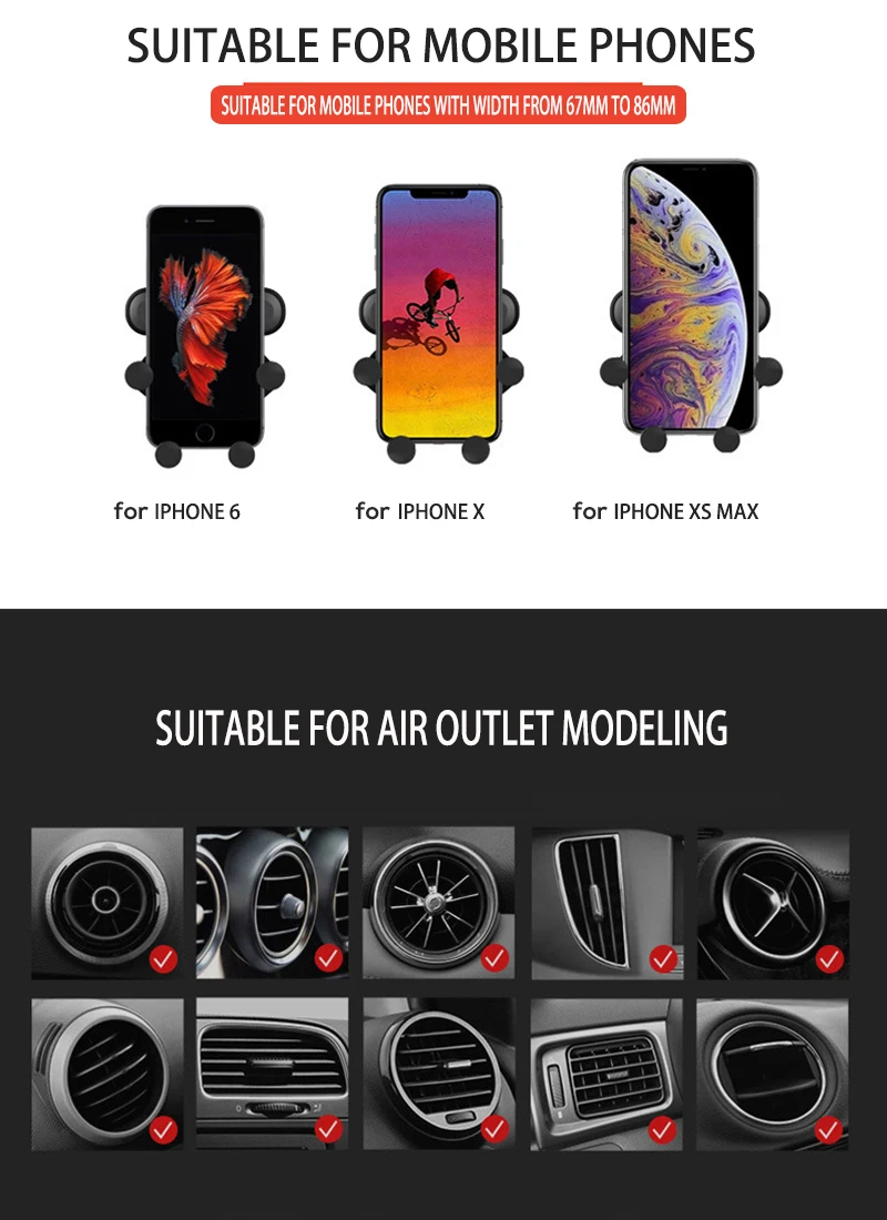 Гравитационный Автомобильный держатель для телефона для iphone X Xs Max samsung S9 в автомобильном вентиляционном отверстии автомобильные держатели для Xiaomi huawei подставка для мобильного телефона