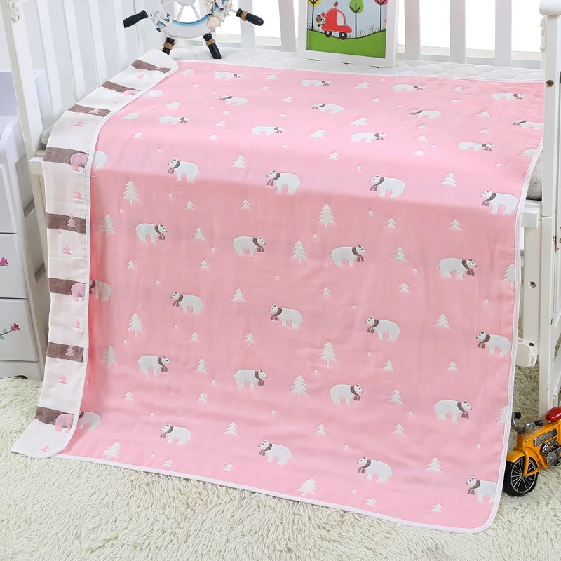 BEAR PINK 6 слоев детское одеяло Многофункциональный Хлопковые газовые гольфы до колена постельные принадлежности Стёганое одеяло сиденья на осень новорожденных Одеяло детский банный Полотенца - Цвет: BEAR PINK
