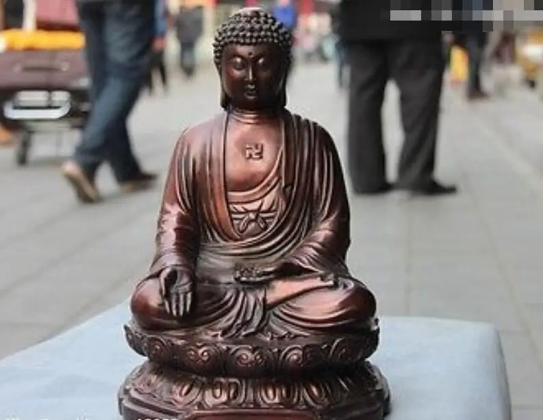 Buddhism Temple Red Copper Bronze Amitabha Shakyamuni Rulai Buddha Statue | Дом и сад