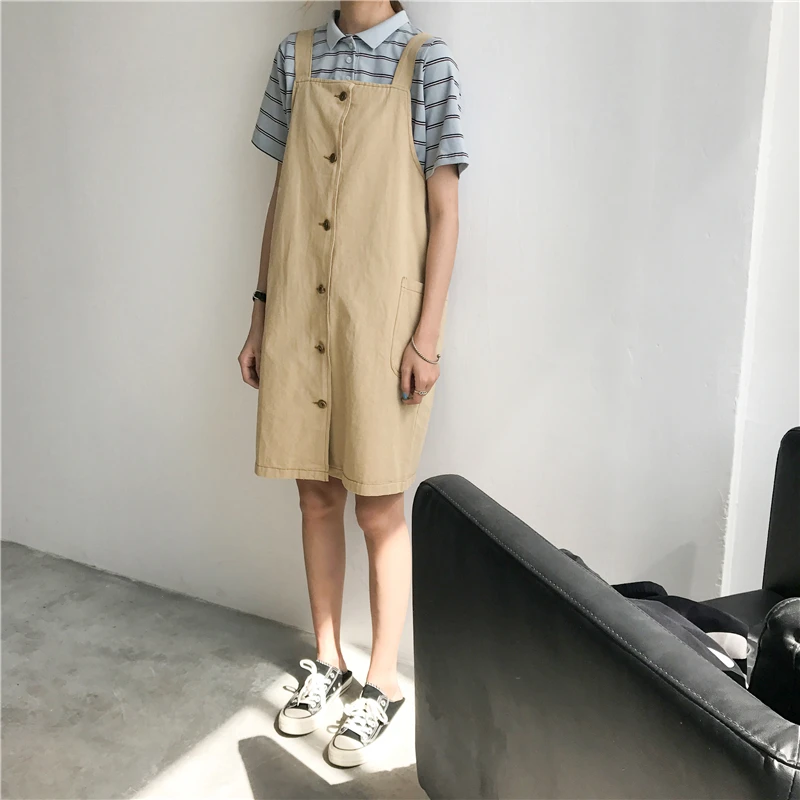 Eleindole 2017 Women Dresses Summer Solid Buttons Cardigan Ladies Dress Camis Comfortable Korean Style New Female | Женская одежда