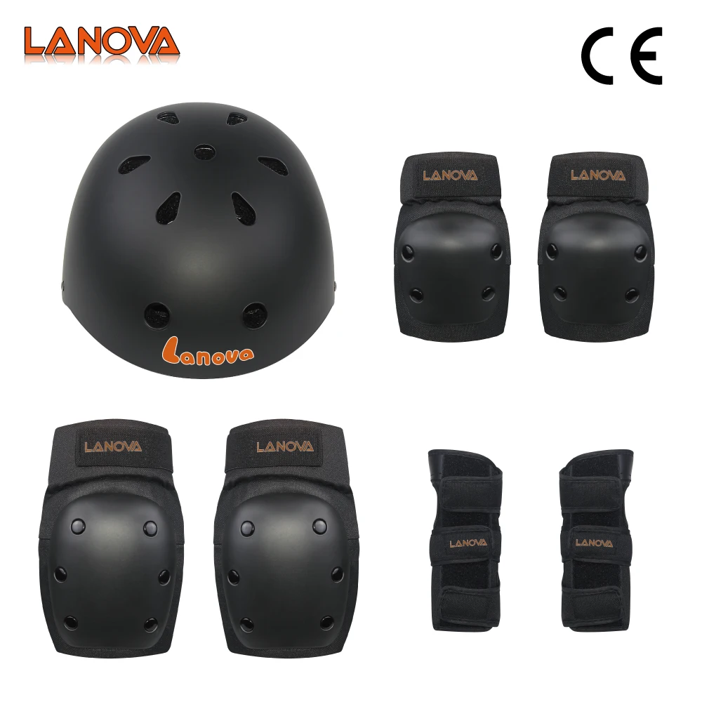 LANOVA 7 шт./компл. Защитное снаряжение Наколенники Защита запястья шлем для катания