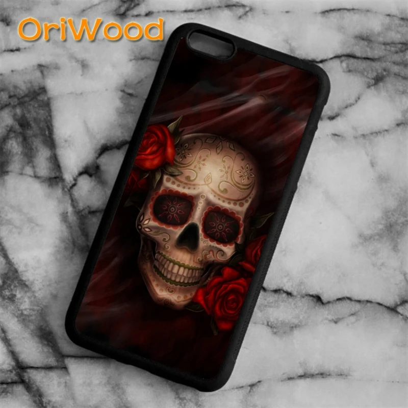 Чехол OriWood Sugar с мексиканским черепом и татуировкой для iPhone 5 SE 6s 7 8 plus X XR XS 11 12 pro max