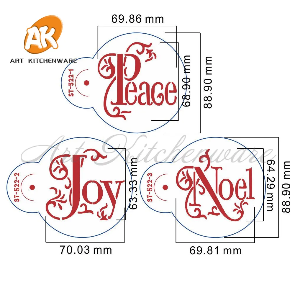 Joy Noel and Peace трафарет для выпечки набор кофе и трафареты для кондитерских изделий трафарет для украшения тортов идеальные инструменты для украшения тортов Рождество