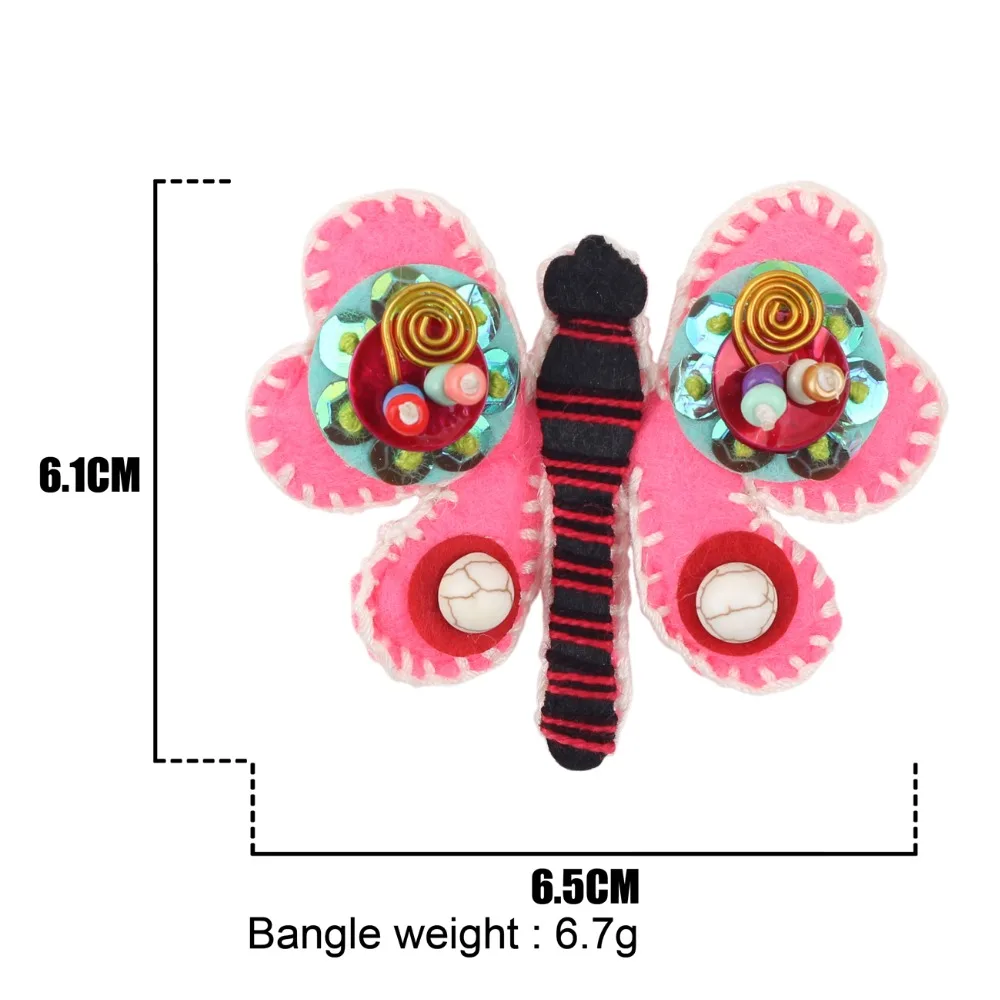 Bonsny Handmade Cotton Material Butterfly Shape Brooch Wedding Pin Collar For Women Ladies Decoration Fashion Jewelry Sequins | Украшения и