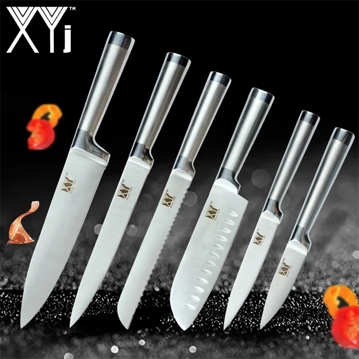 B.6 Pcs Set XYj набор кухонных ножей из нержавеющей стали держатель Блок подставка для очистки фруктов утилита Santoku шеф-повара инструмент для нарезки хлеба нож аксессуары - Цвет: B.6 Pcs Set