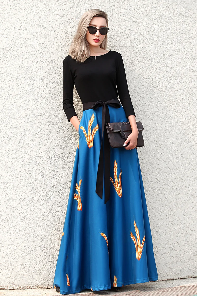 Высокое качество 2017 новое дизайнерское женское лоскутное синее черное Тонкое