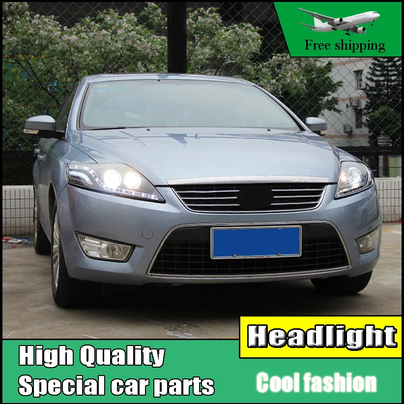 Car styling Head Lamp Case For Ford Mondeo 2007-2012 Headlights LED Headlight DRL Option Angel Eyes Bi-Xenon Lens low beam | Автомобили и
