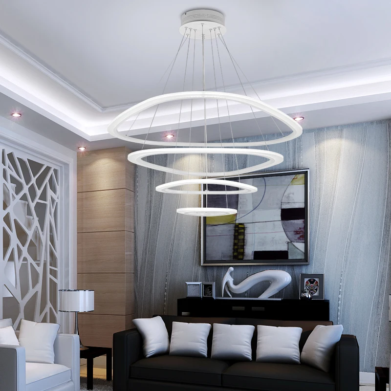 Современные подвесные светильники для гостиной столовой 4/3/2/1 круглые кольца