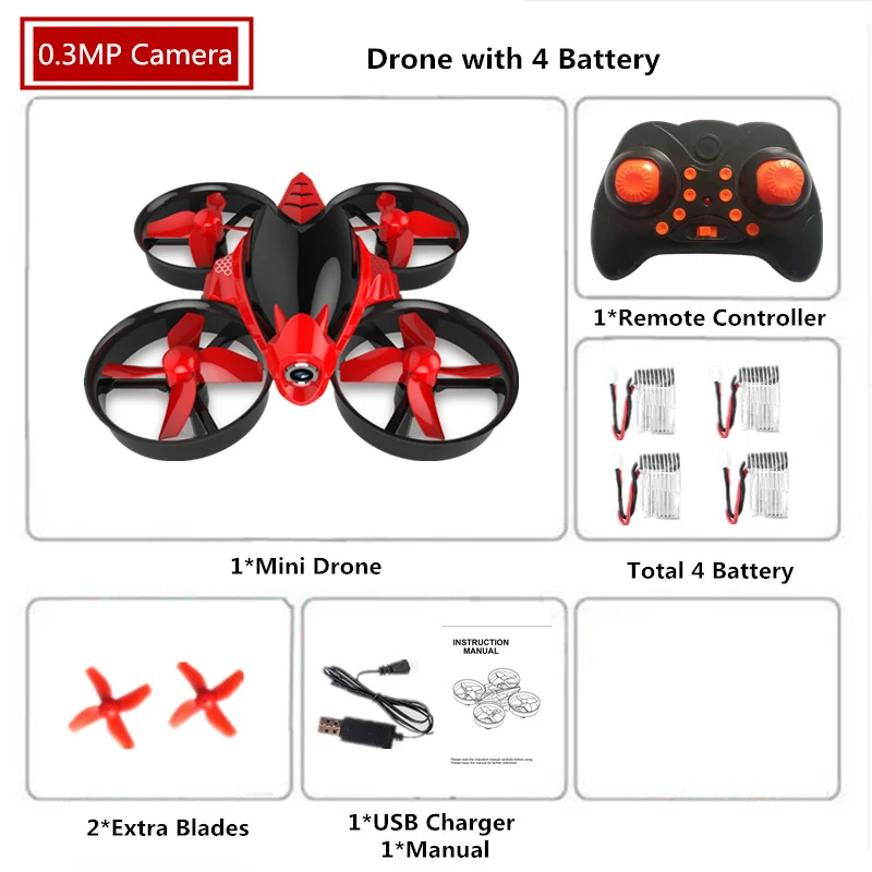 B4 with 0.3MP Camara Мини-Дрон с камерой 0.3MP высота Квадрокоптер с камерой 2,4G RC вертолет 6 оси RC Квадрокоптер игрушки VS H36 E010 - Цвет: B4 with 0.3MP Camara