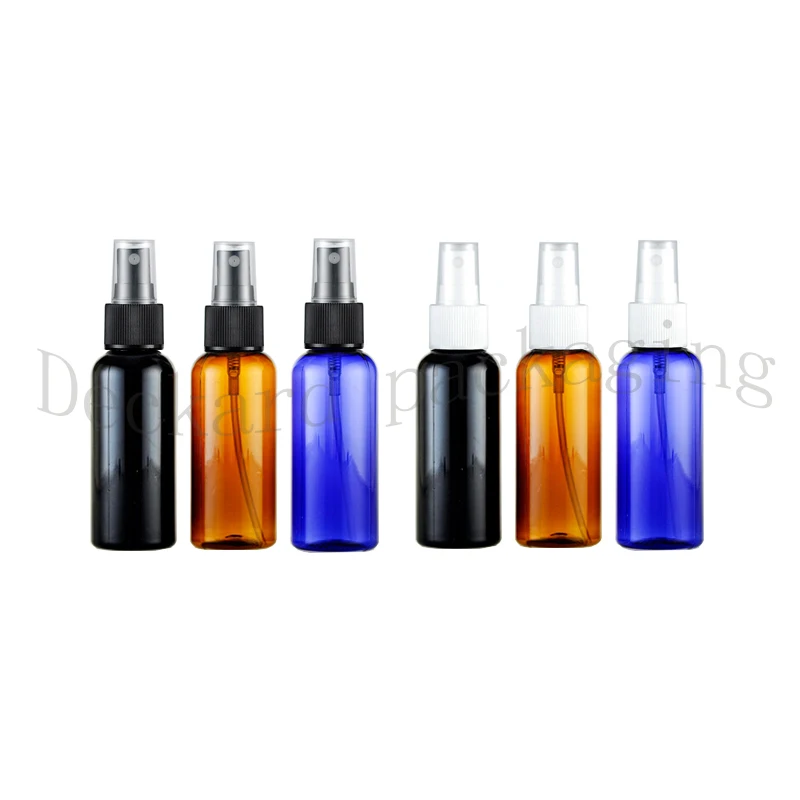 

100pc 50ml black mist sprayer pump plastic container 50cc fine mist spray perfume bottle black blue brown empty cosmetic bottles