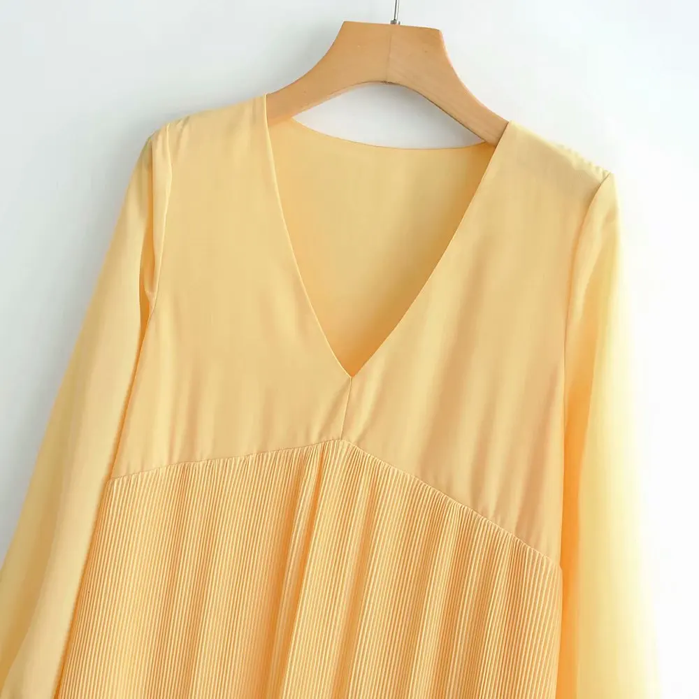 Шифоновое платье для женщин 2019 осень Vestidos De Fiesta V шеи однотонные желтые вечерние