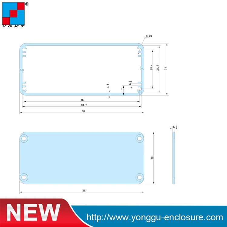 Электронный корпус металлический экструзионный алюминиевый Пескоструйный