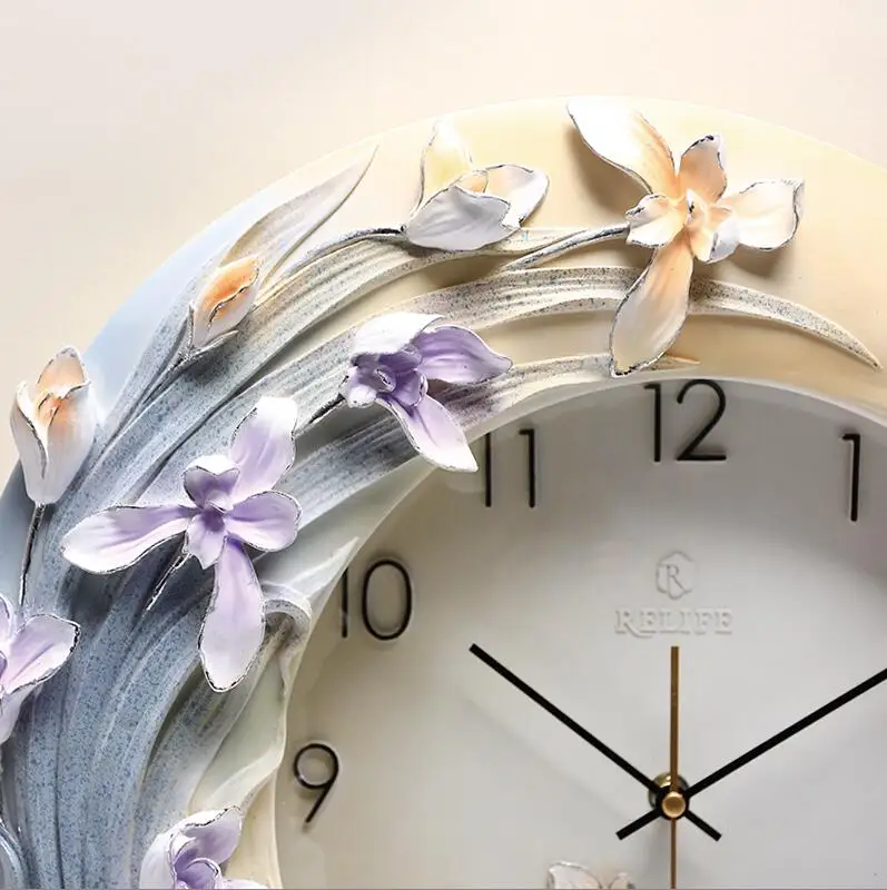 3D тисненые часы для гостиной настенные немой Европейский современный настенный