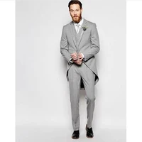 new arrival gray wedding suit groom tailcoat notch lapel mens suits custom made best business tuxedo jacketpantsvest