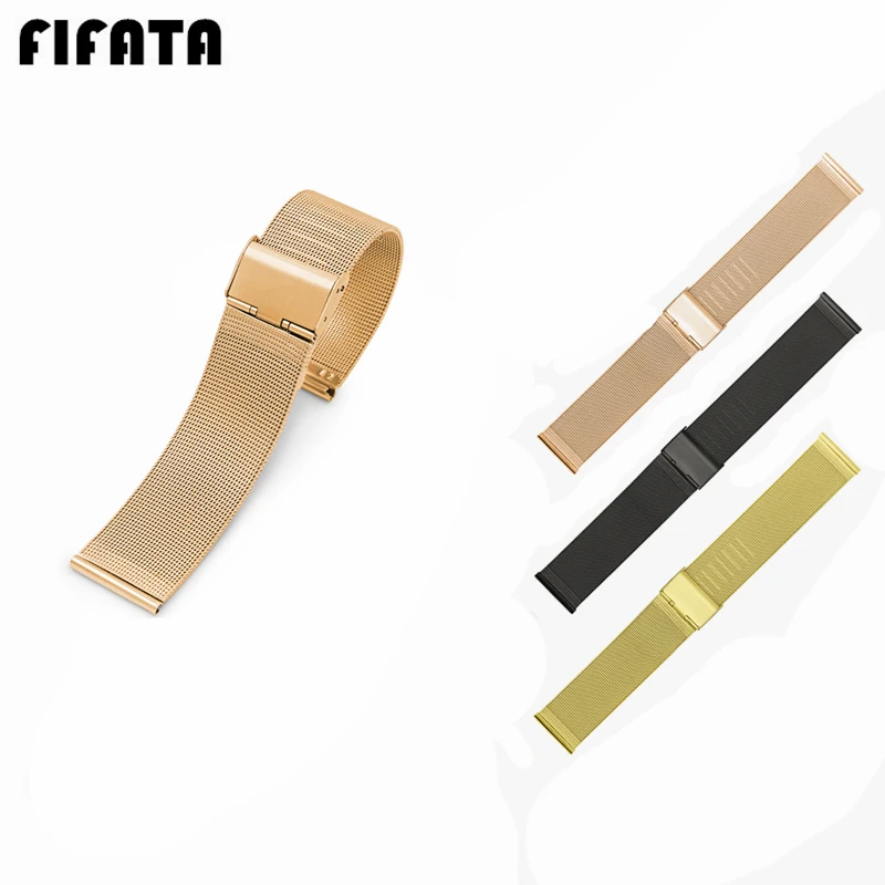 

FIFATA 23mm 22mm 20mm 18mm Metal Stainless Steel Watch Strap For Huami Amazfit Bip/GTS/GTR/Fitbit Versa 2/Huawei Watch GT/GT 2