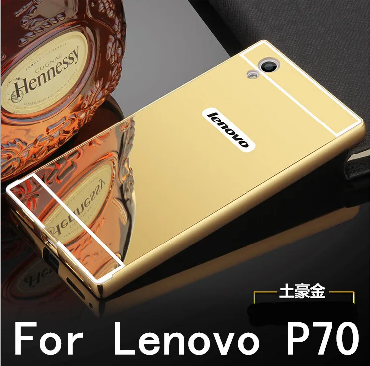 Для Fundas Lenovo P70 чехол Зеркальный Алюминиевый металлический бампер PC пластиковая