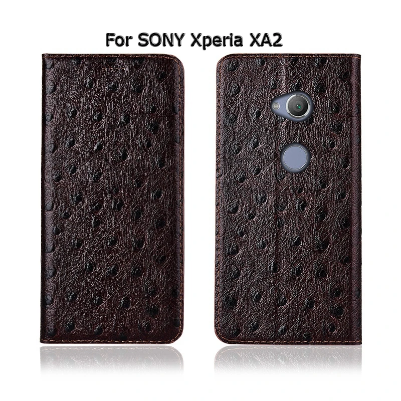 Чехол с текстурой страуса для SONY Xperia XA1 XA2 XA3 Ultra Plus, чехол с откидной крышкой, подставкой, отделениями для карт, чехол для телефона из натуральной кожи