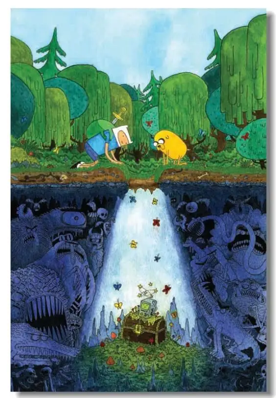 Бесплатная доставка Пользовательские Adventure Time Finn and Jake обои Стильный Холст плакат