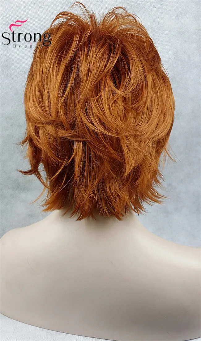 StrongBeauty короткий светло-коричневый подчеркивает Feathery Shaggy полный синтетический парик выбор цвета