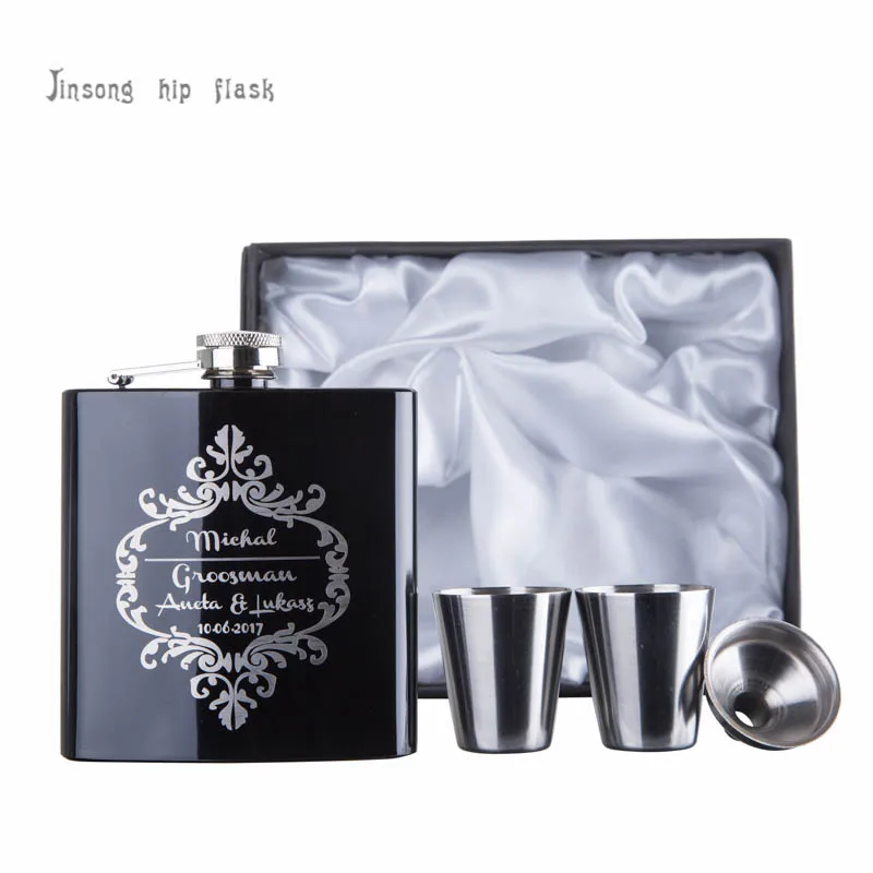 6 унций персонализированная плоская фляжка из нержавеющей стали подарки для