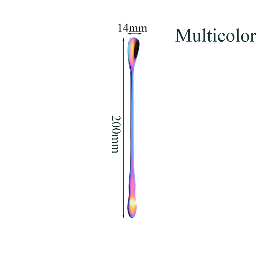 200mm multicolor Стиль, 1 шт., кофейная ложка из нержавеющей стали с длинной ручкой, красочные кофейные ложки, десертная чайная ложка,, кухонный гаджет, инструмент - Цвет: 200mm multicolor