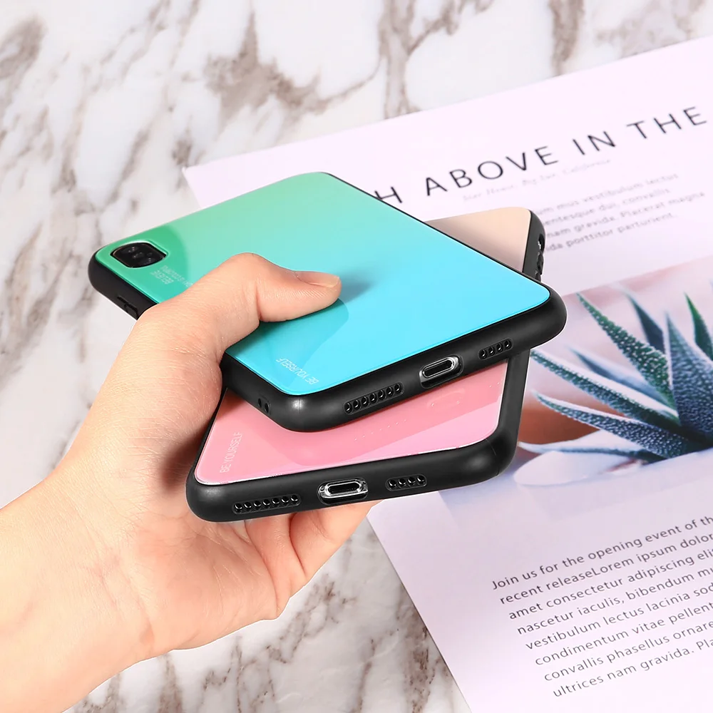 KISSCASE градиентный стеклянный чехол для телефона iPhone 7 8 Plus X XR XS MAX 6 S противоударные