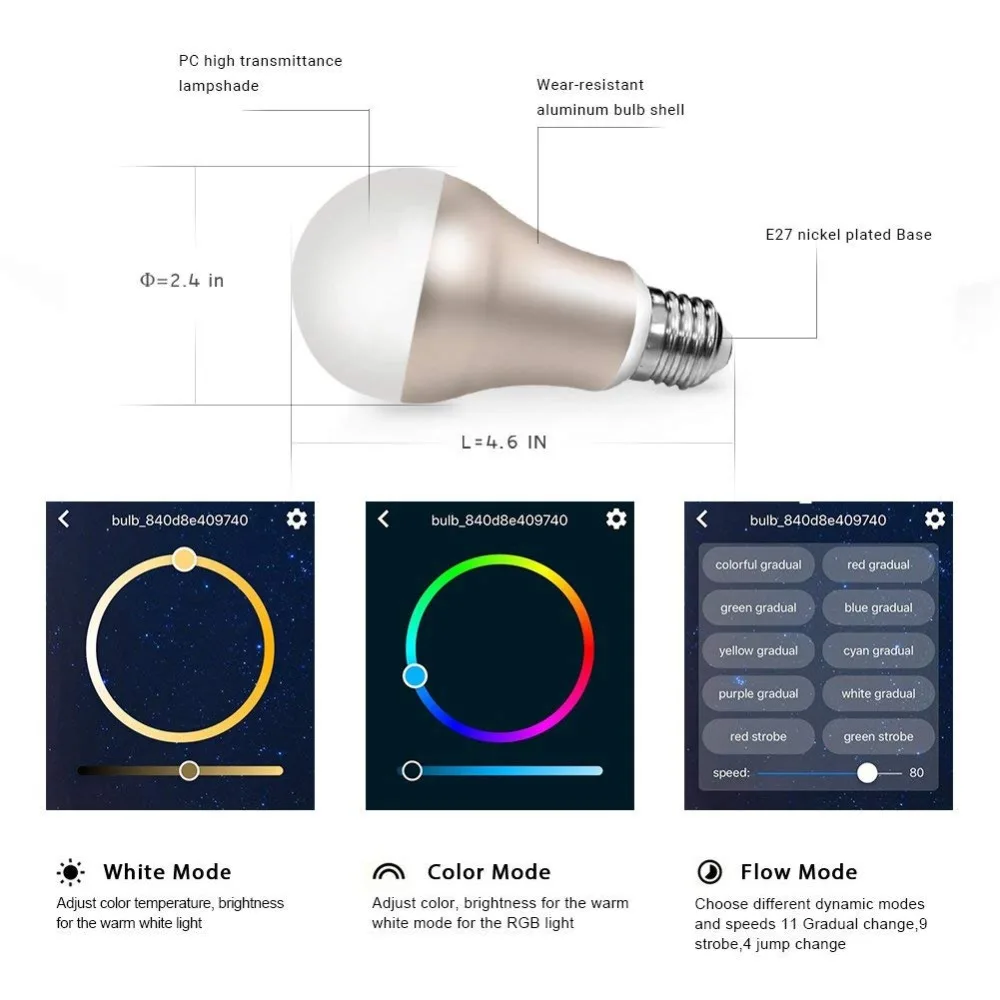 BB динамик Светодиодная лампа Rgb Wifi умная E27/220 В лампа/Wifi/Alexa/Google Home App дистанционное