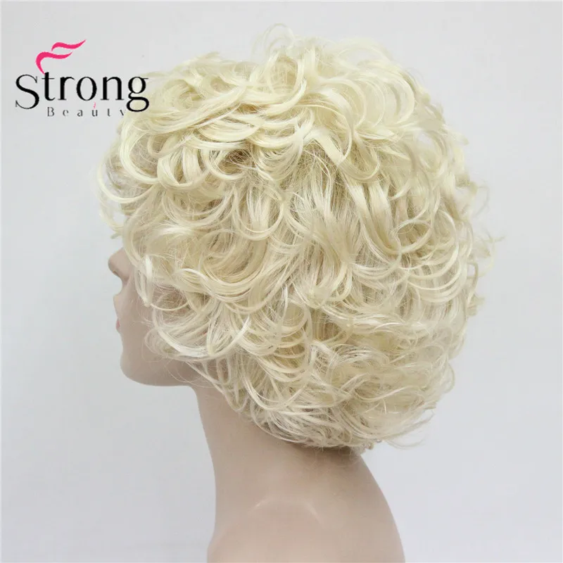 StrongBeauty короткий Мягкий Лохматый слоистый милый блонд кудрявый волнистый короткий синтетический Женский Повседневный Полный парик