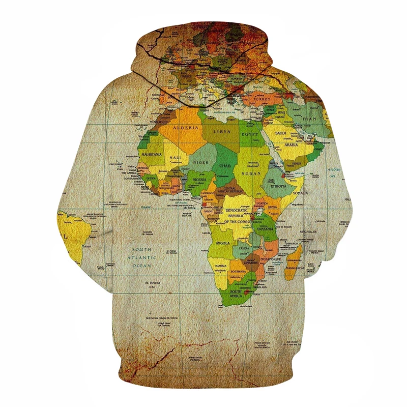 Новинка лета 2019 модная толстовка с капюшоном мужская трехмерной картой модель s