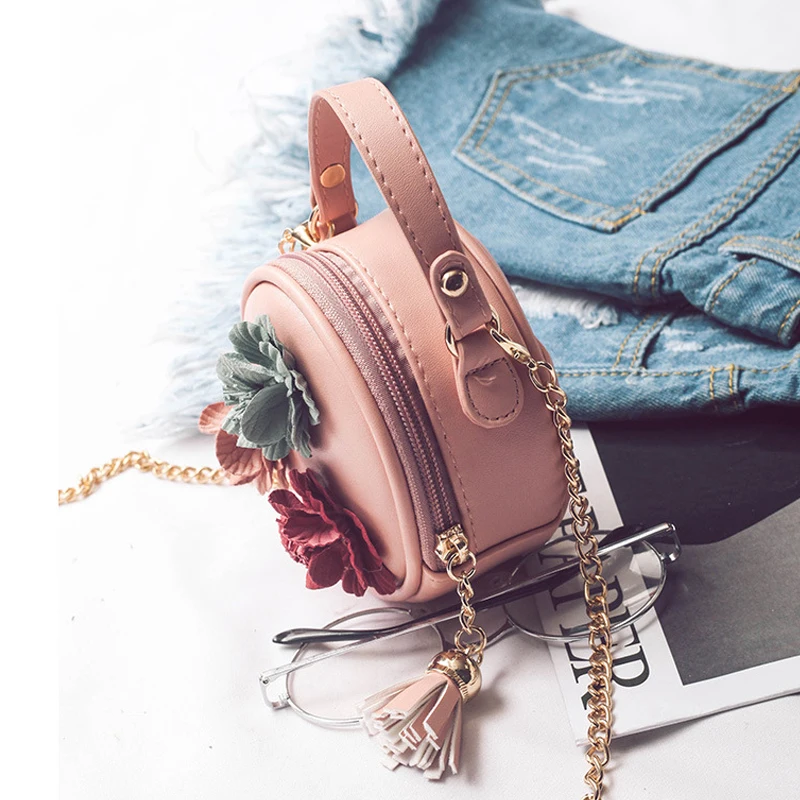 2019 женский маленький круглый сумка Симпатичные для девочек в цветочек кошелек