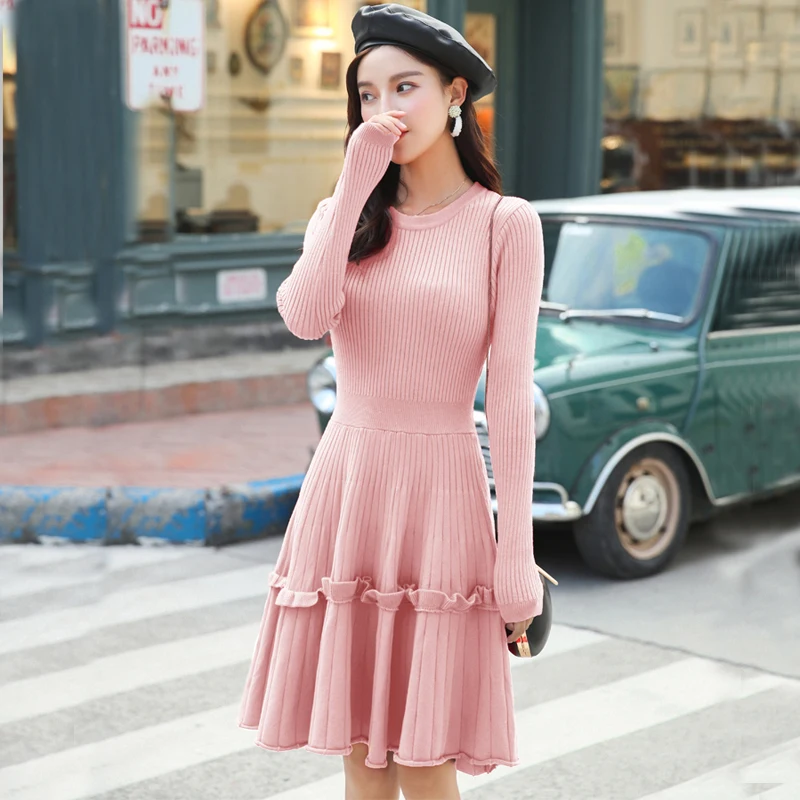 2021 новый свитер платье для женщин осень-зима с длинными рукавами трапециевидной