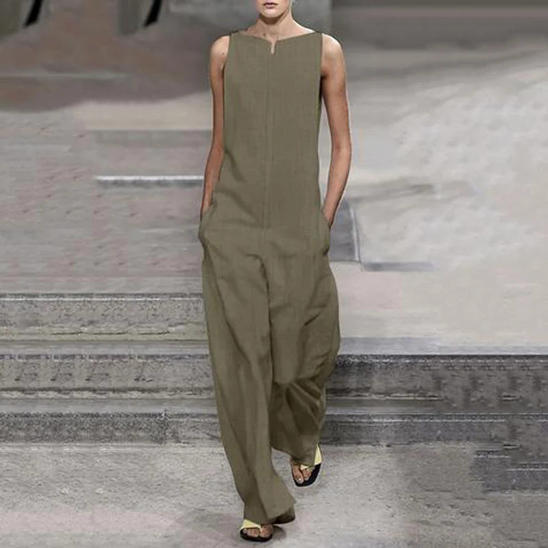 Green Lipswag женские белые/черные модные комбинезоны без рукавов летние однотонные Свободные Комбинезоны с карманами Модные женские офисные комбинезоны - Цвет: Green