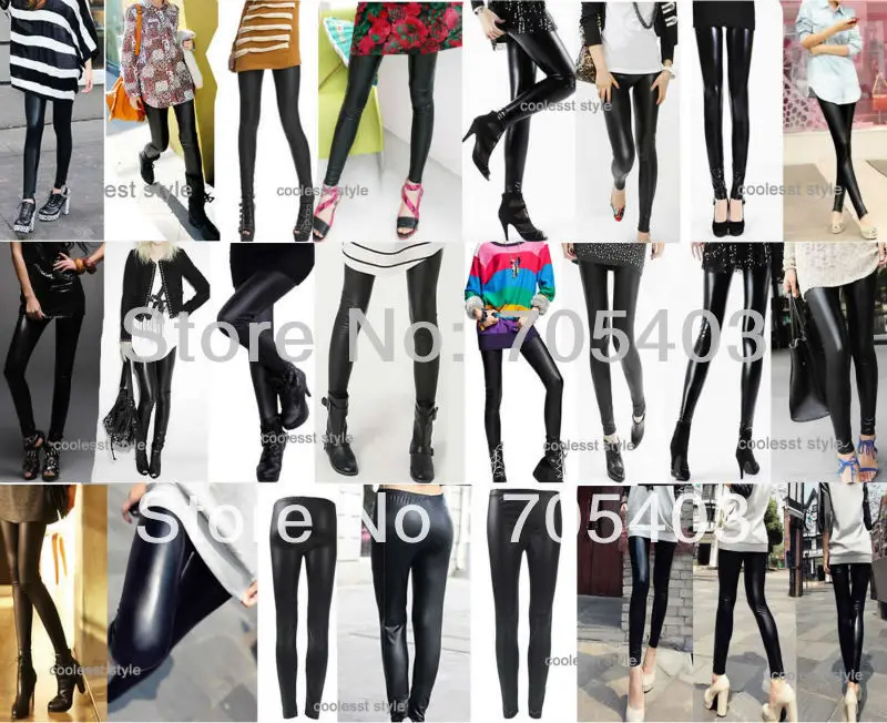 Fashion SLIM Shiny BLACK PU LEATHER Women Rock LEGGINgS | Женская одежда