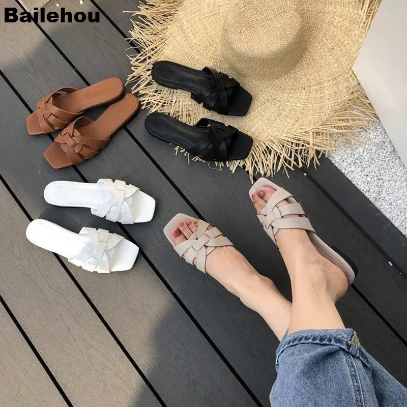 

Bailehou 2019 New Flat Casual Slippers Daily Summer Beach Flip Flops Vacation Sandal Footwear Brand Slide Outdoor Slipper Female