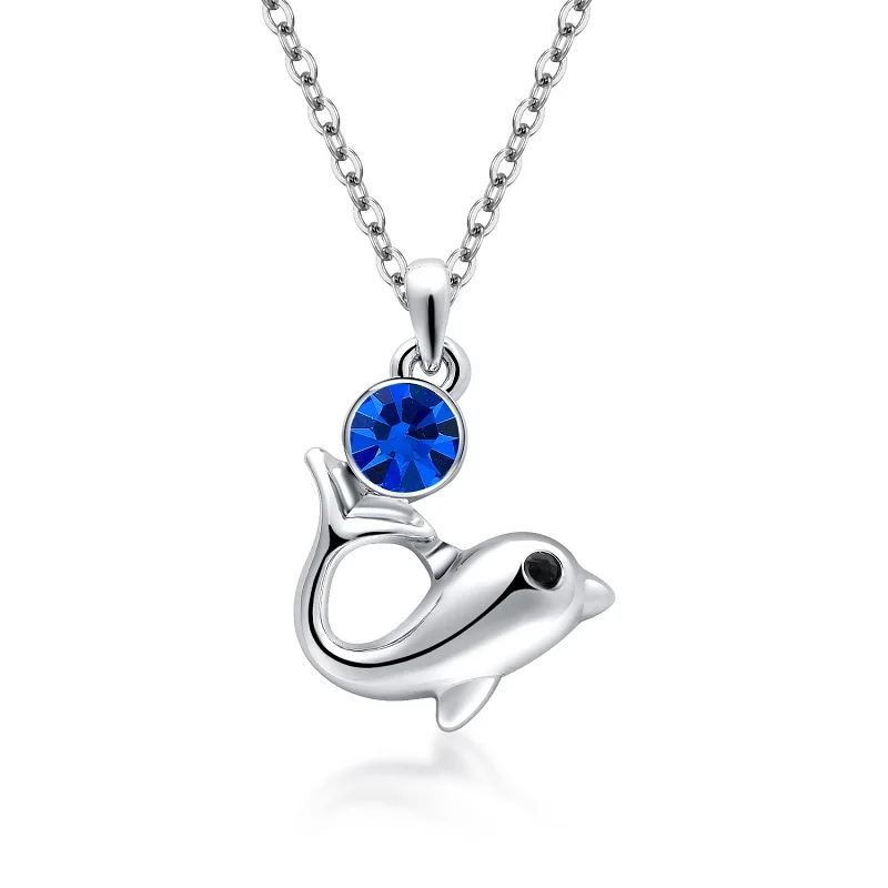 TengMaxi Shine Rhinestone Dolphin Princess Necklaces &amp Pendants Fashion Choker wholesale All-match Exquisite Jewelry Necklace | Украшения