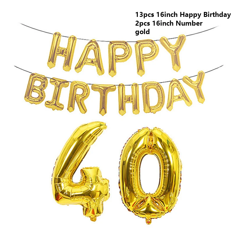 New 16inch Rose Gold Number Letter Foil Balloons Birthday Party Ballons 18/30/40/50/60th Adult Decoration Balloon | Дом и сад