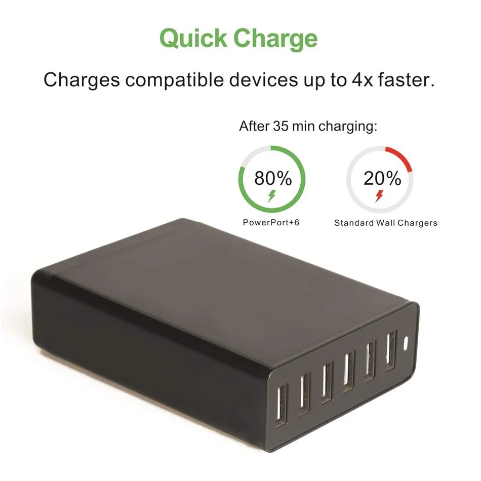 Универсальное USB зарядное устройство KEXU 6 портов умное 5V2.4A с максимальным выходом