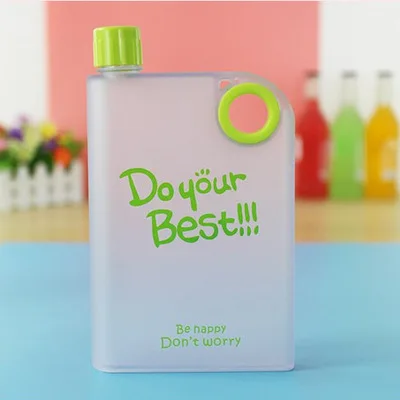 BPA free 380 мл Модная Портативная фляга для сока, фляга для спорта на открытом воздухе, пластиковые мои бутылки для воды, креативный чайник для ноутбука - Цвет: green
