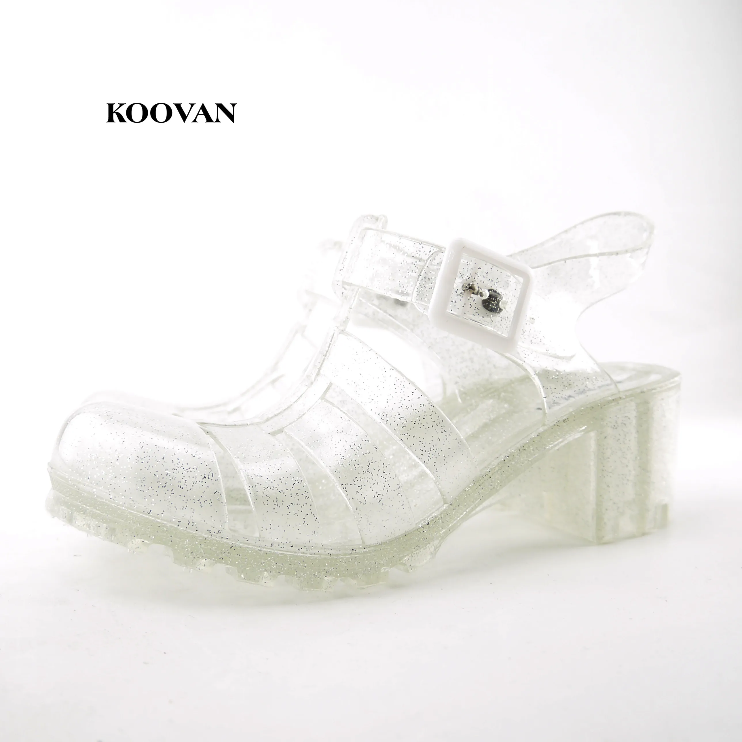 Женские сандалии с кристаллами Koovan летние в стиле ретро толстые прозрачные