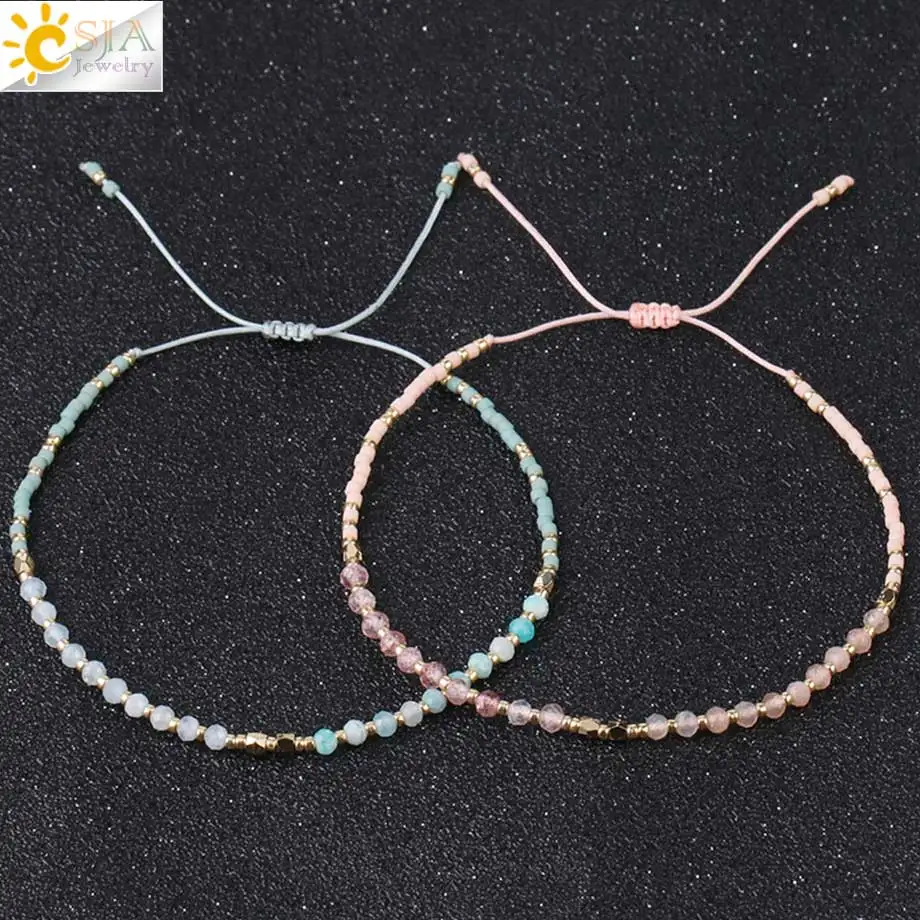 CSJA Delicate Miyuki Bracelets Boho Natural Stone Bracelet for Women Seed Beaded Bohemian Jewelry Handmade Braiding Armband S431 | Украшения