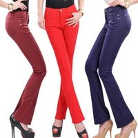 elastic jeans female denim pants candy colors womens jeans feminino office ol flare pants women trousers 2019 lu989