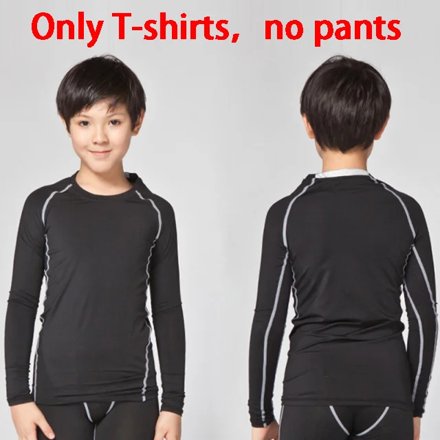 t shirts Gray line Дети ребенок быстросохнущая Спортивная одежда для бега Бодибилдинг теннис Костюмы Фитнес сжатия лосины, одежда с длинными рукавами футболка для спортивного зала - Цвет: t shirts Gray line