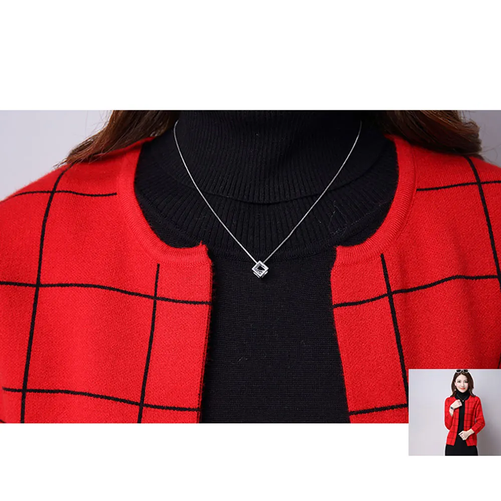 2019 кашемировый свитер Женский вязаный клетчатый с круглым вырезом спереди и