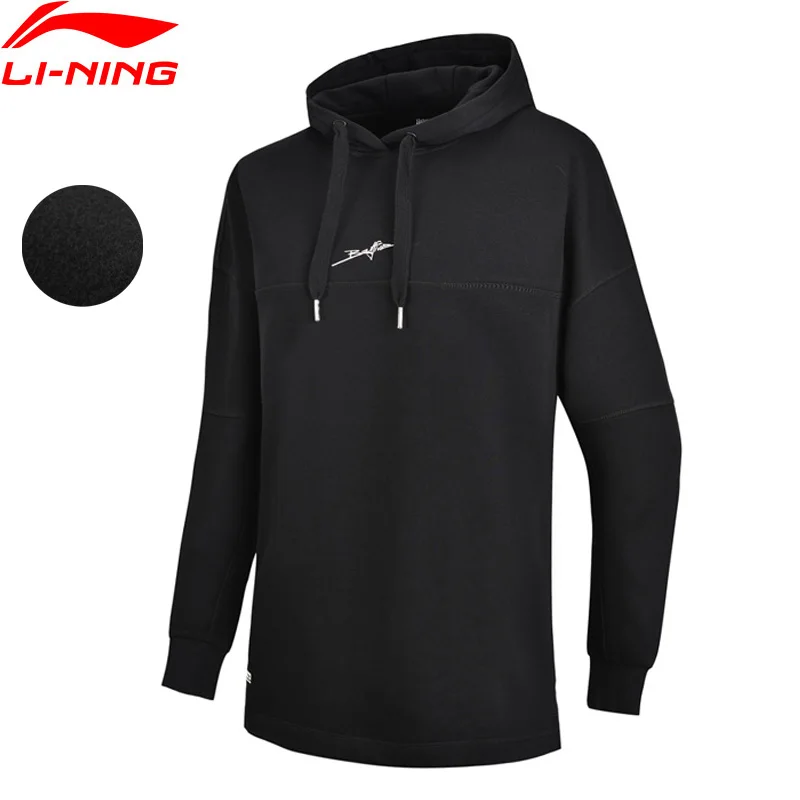 Li Ning Женская баскетбольная толстовка с капюшоном теплый флисовый свободный крой