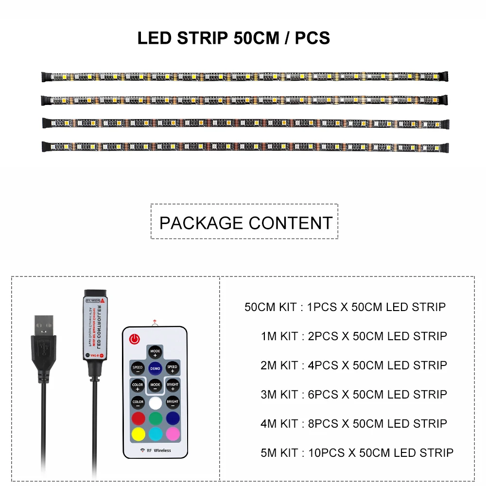 USB светодиодный фонарь 5050 RGBW RGBWW с контроллером, гибкая подсветка для ТВ фона, смещение освещения 50 см 1 м 2 м 3 м 4 м 5 м