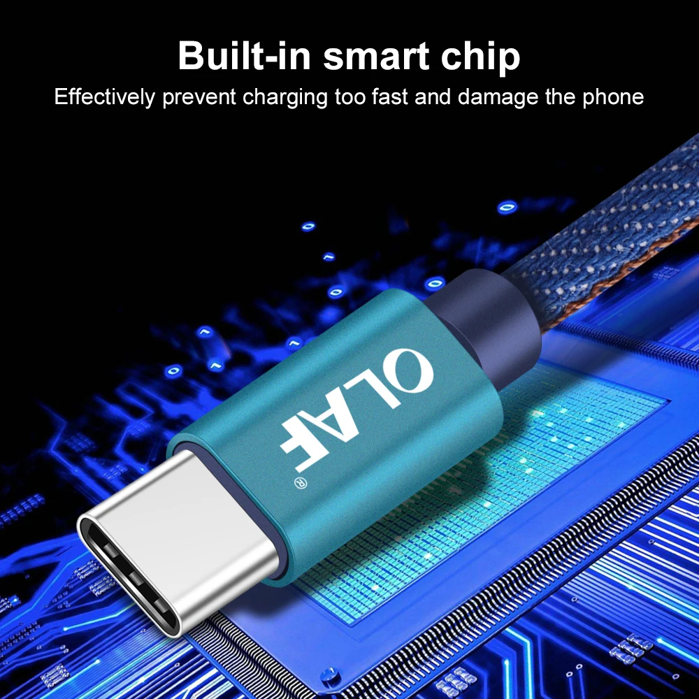 Олаф USB C type-C кабель 1 м 2 м type C кабель для быстрой зарядки для samsung Galaxy S9 Note 9 huawei mate 20 кабели для зарядного устройства USB