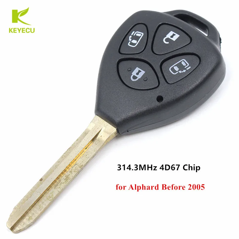 KEYECU Замена дистанционного ключа Fob 4 кнопки 314 3 МГц с чипом 4D67 для Toyota Noah Voxy Estima Alphard