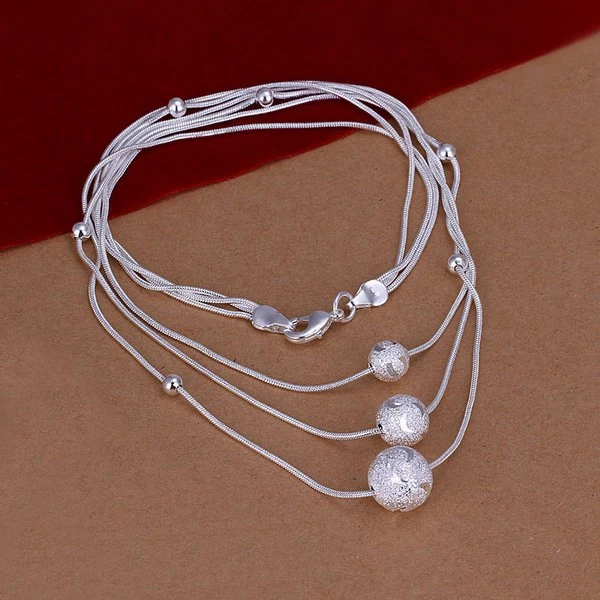 Колье из серебра 925 пробы с тройными линиями фасоли | Украшения и аксессуары